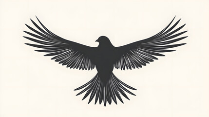Obraz premium Soaring Silhouette: A striking silhouette of a bird in full flight, its wings outstretched, captured in monochrome, symbolizing freedom and aspiration.