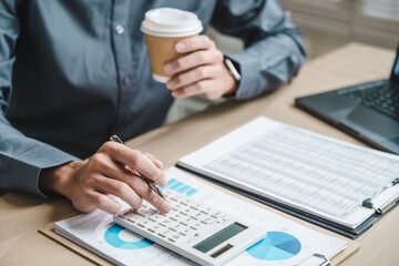 Accounting audit statement report. Finance auditing budget, cost, payroll.