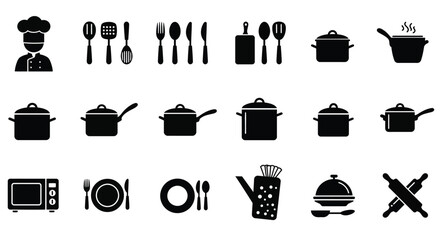 restaurant icons set