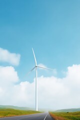 Fototapeta premium Speed trail of wind turbine turning into electric highway, The Great Energy Race