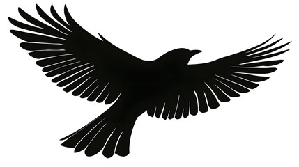 Obraz premium Raven's Flight: A solitary raven soars gracefully through the air, its wings outstretched against a stark backdrop, showcasing the essence of freedom and solitude.