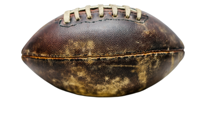 Worn American football, side view