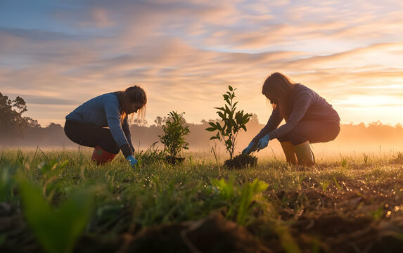 Sunrise Planting Illustration