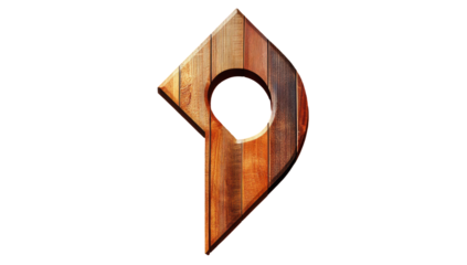 Wooden, stylized letter "P" with a cutout