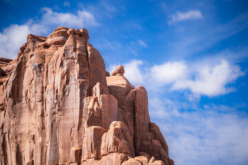 Red Rock Formations and Open Sky in Arches National Park, Utah -
