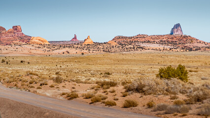 Dramatic monolith rises above desert landscape in Arizona