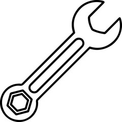wrench outline vector illustration, coloring book page line art	