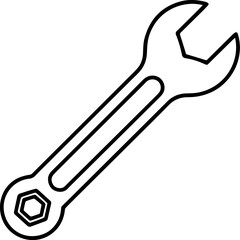 wrench outline vector illustration, coloring book page line art	