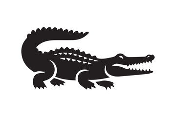 Obraz premium Classic Black Crocodile Logo Design - Timeless Reptile Emblem for Apparel