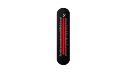 Digital thermometer displaying 3 degrees Celsius
