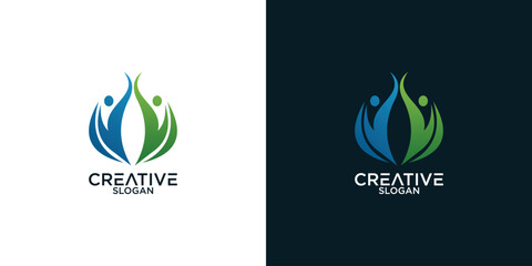 leaf and person logo vector design