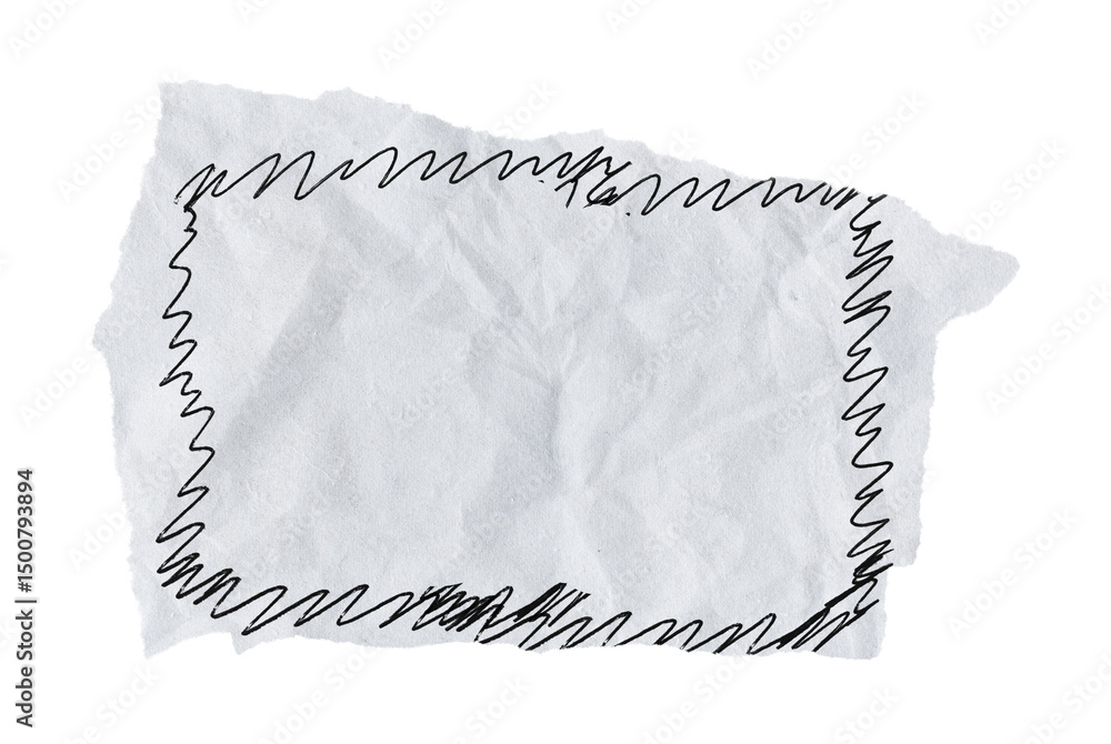 Poster hand drawn frame on torn white paper with transparent background perfect for creative invitations an