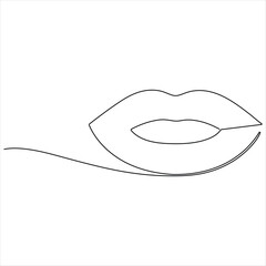  One continuous line drawing of beautiful woman lips vector illustration