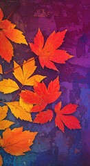 Fototapeta premium Photo of Colorful Autumn Leaves on Textured Background in Vibrant Colors