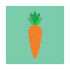 Simple and colorful illustration of a fresh carrot on a turquoise background