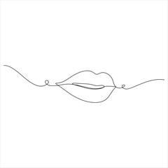 Obraz premium One continuous line drawing of beautiful woman lips vector illustration