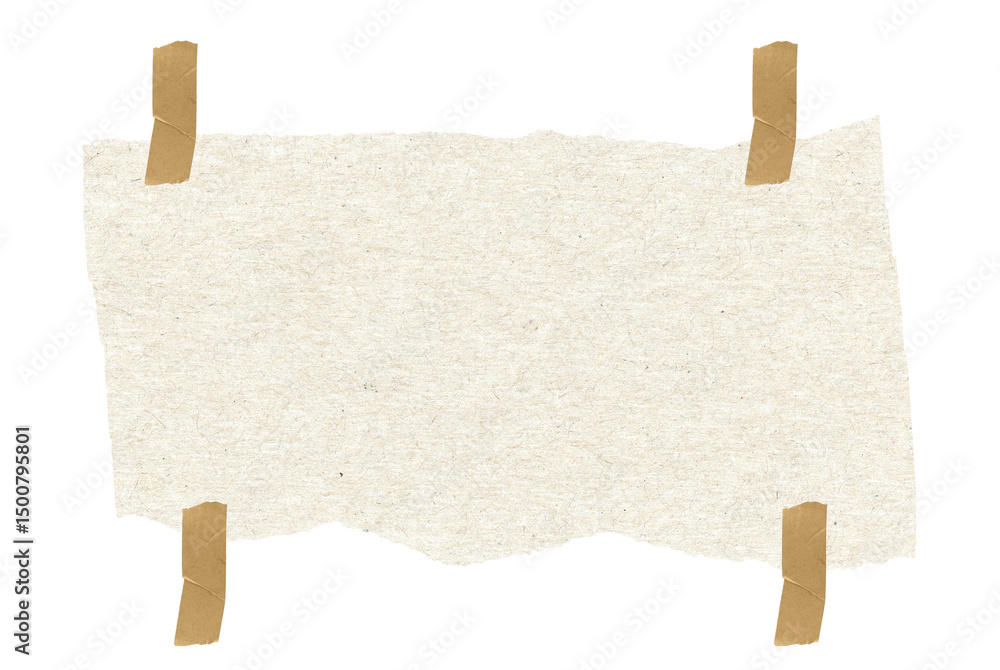 Aufkleber torn beige paper piece attached with tape on black background a rustic textured element for scrapboo