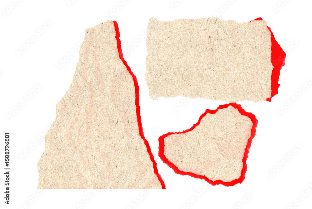 Poster red outlined torn paper pieces on transparent background a bold graphic element for artistic composi