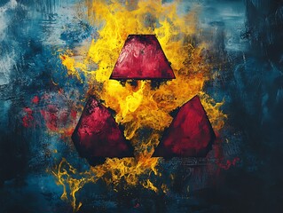 Abstract symbol in fiery explosion