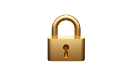Gold padlock icon on black background