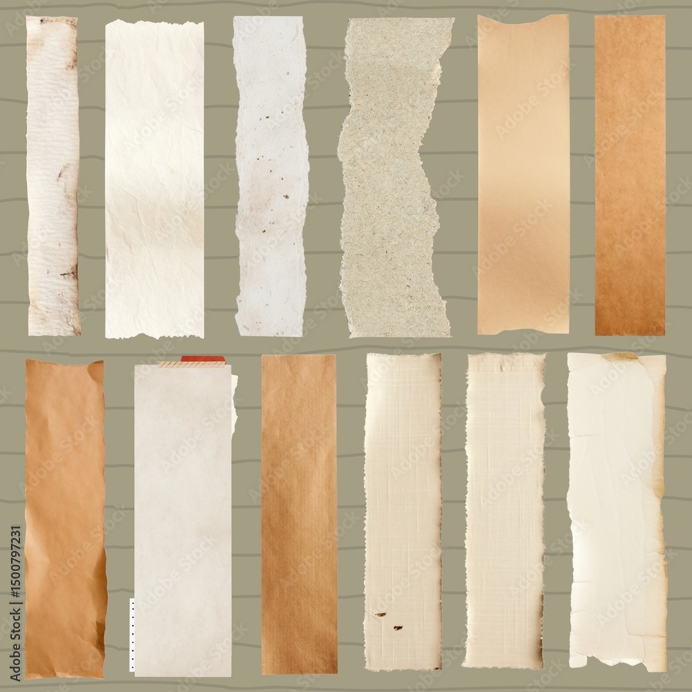 Poster rectangle ripped paper design element remix set