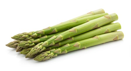 Photo of Fresh Green Asparagus Spears Isolated on White Background