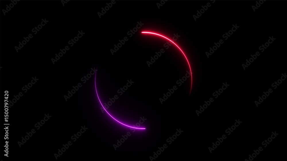 Aufkleber pink and red effect neon glowing circle frame background. graphic animation neon line refresh icon i
