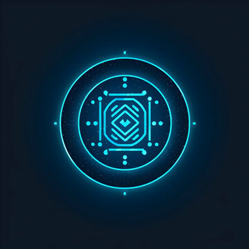 Abstract Neon Blue Glowing Symbol