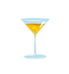 Summer cocktail with a slice of orange. Vector graphics