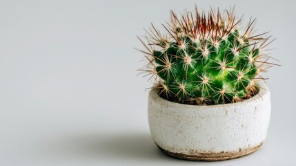 Studio-shot potted cactus on a minimalist pure color background, high-resolution product mockup with copy space for branding, marketing, or e-commerce product photography.