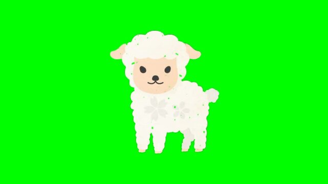 Animation of sheep on green background 