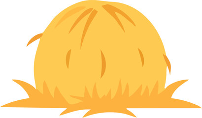Round Hay Bale Vector Illustration – Minimalist Flat Cartoon Straw Stack Icon for Farming and Harvest Concepts