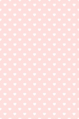 Seamless pattern white hearts on pastel pink background