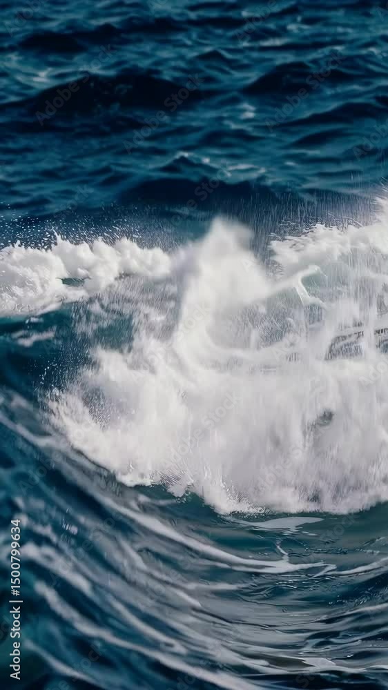 Poster powerful ocean waves crashing and foaming in dynamic motion – perfect for relaxation and nature them