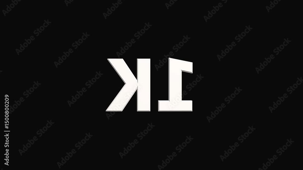 Fototapete celebration neon number 1k with black color background loop animation. 3d animation seamless loop. n