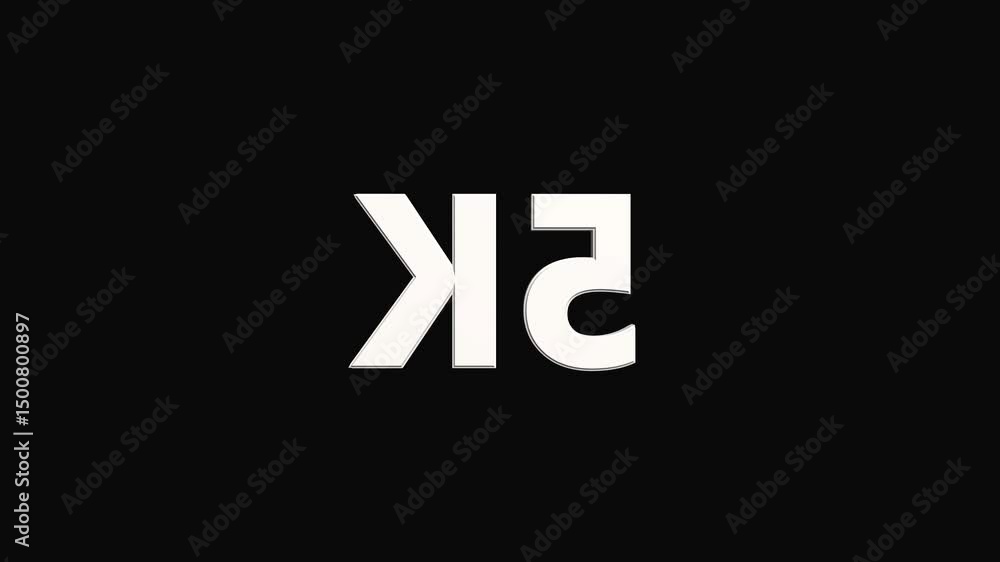 Fototapete celebration neon number 5k with black background loop animation. 3d animation seamless loop. number 