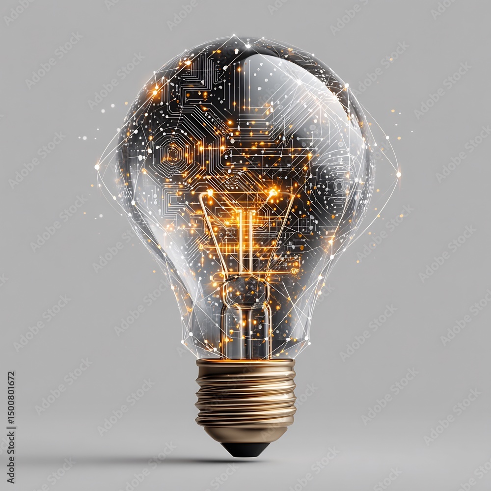 Aufkleber lightbulb with circuit board inside - idea concept