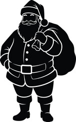 santa claus, black and white illustration, simple graphic style, vector art, high contrast, minimalist design, bold outlines
