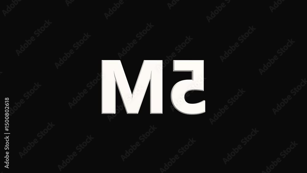 Fototapete celebration neon number 5m with black back background loop animation. 3d animation seamless loop. nu