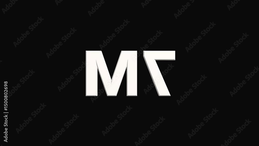 Fototapete celebration neon number 7m with black color background loop animation. 3d animation seamless loop. n