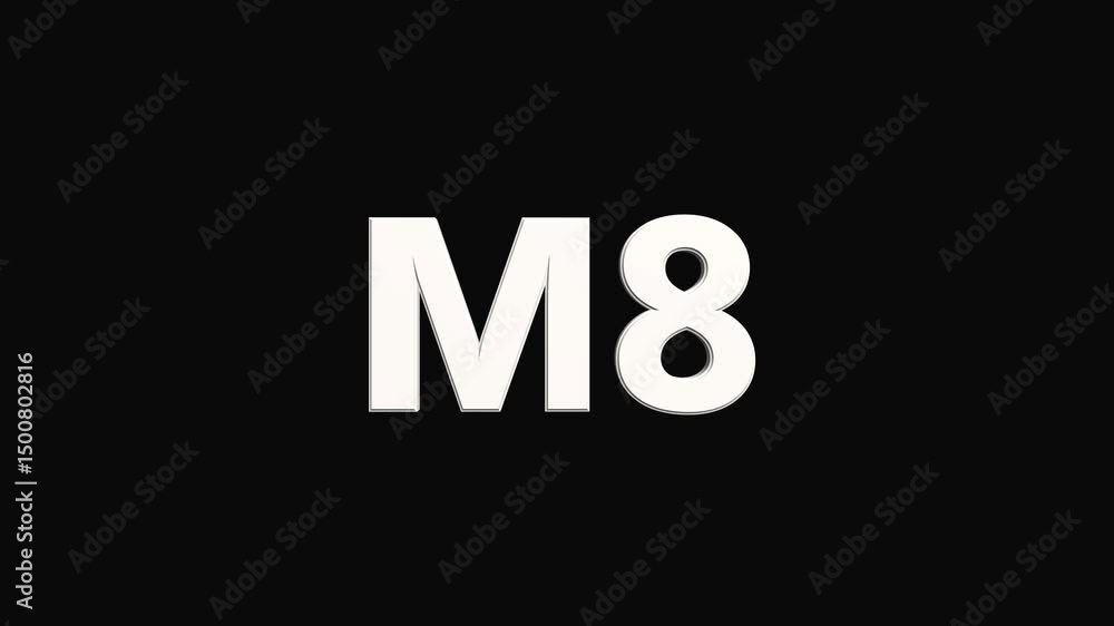 Fototapete neon 3d 8m number animation and celebration neon number 8m with black background loop animation. 3d 