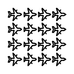 Airplane icon set. Aircraft vector sign. Airport arrival departure symbol. Plane icon set. Airplane icon vector. Flight transport symbol. Travel illustration. Holiday symbol. 
