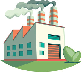 sketch illustration vector design of industrial building construction of factory emitting smoke pollution