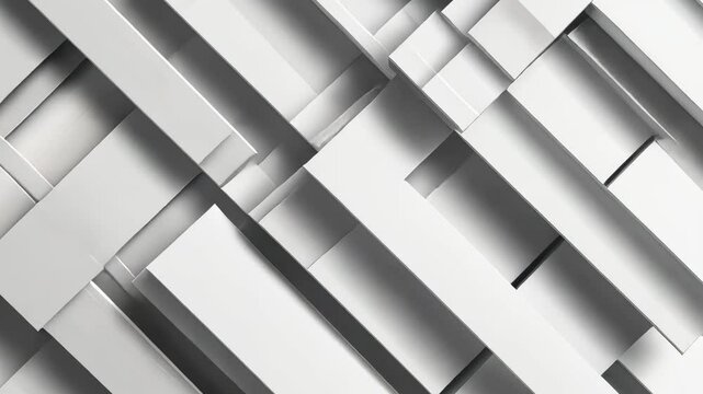 Abstract Geometric White Design: Interlocking Rectangular Shapes