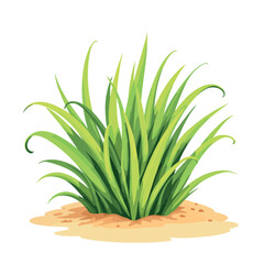 Vsai lush green grass growing on sand dune, vibrant illustration
