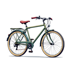 Fototapeta premium Vsai green vintage bicycle standing on white background