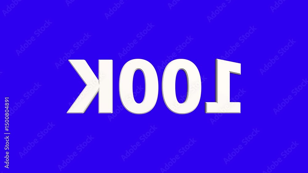 Poster birthday and anniversary celebration neon number 100k with bule color background loop animation. 3d 