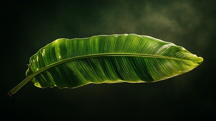 Sunlight filtering through a large banana leaf