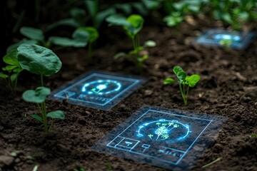 Holographic plant data overlay on soil
