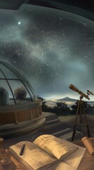 Stargazing Adventures at a Tranquil Observatory: Exploring the Vast Universe under a Starry Sky with Telescopes